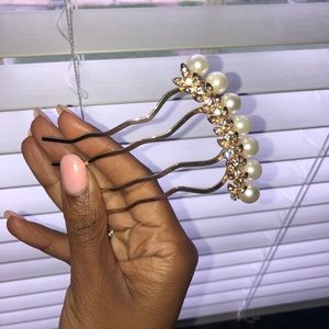 Gold/Pearl Side Hair Comb